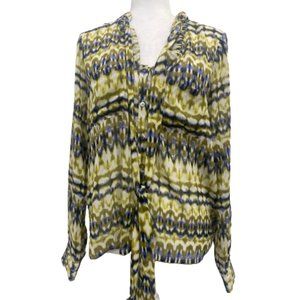 PJK Kincaid Abstract Necktie Sheer Blouse Size Medium